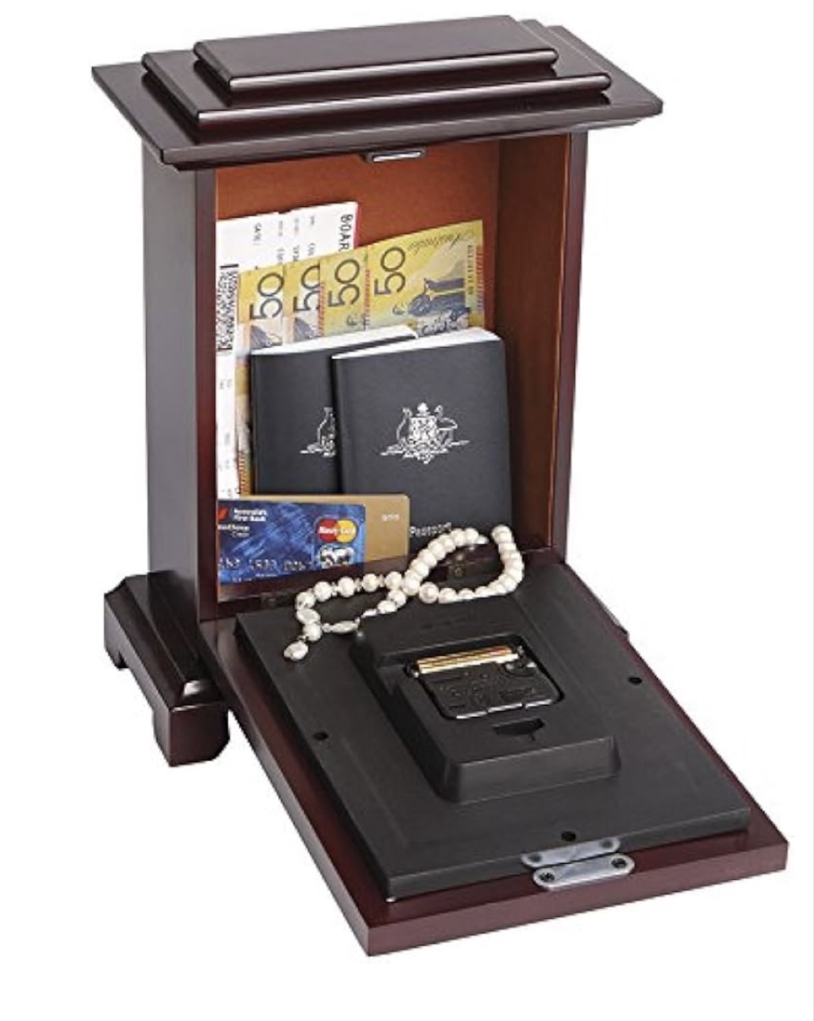 Secret Hidden Compartment Clock - Mahogany Finish - photo 4