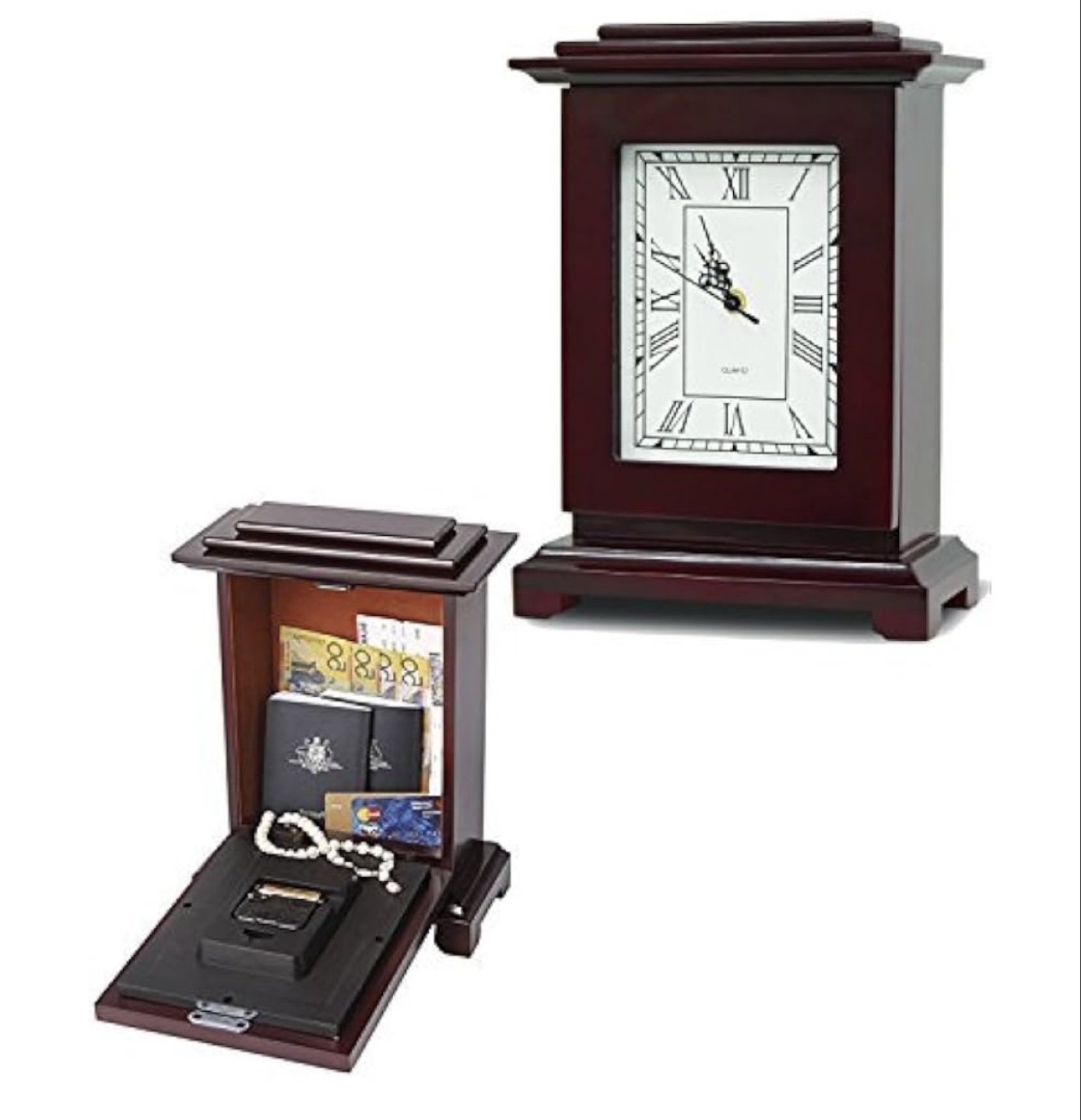 Secret Hidden Compartment Clock - Mahogany Finish - photo 5