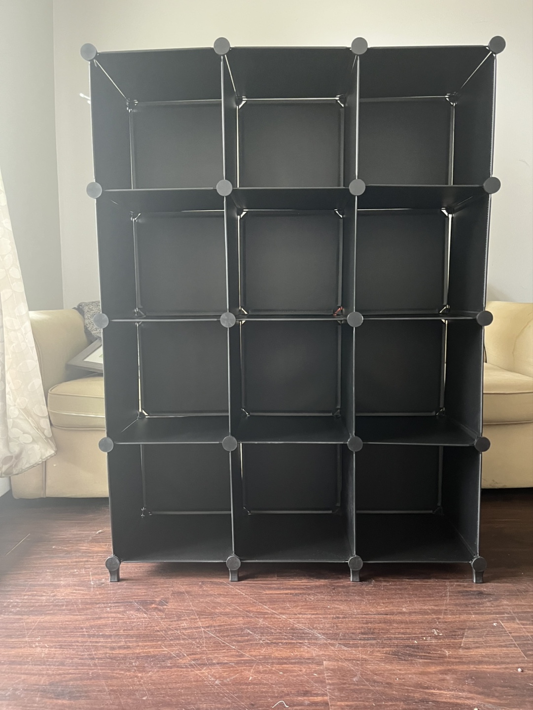 12-Cube Organizer, Black Storage Shelf - photo 3
