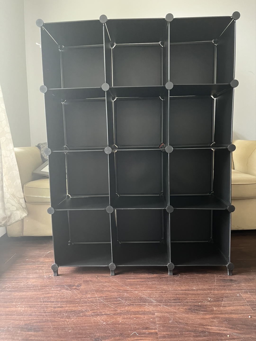 12-Cube Organizer, Black Storage Shelf