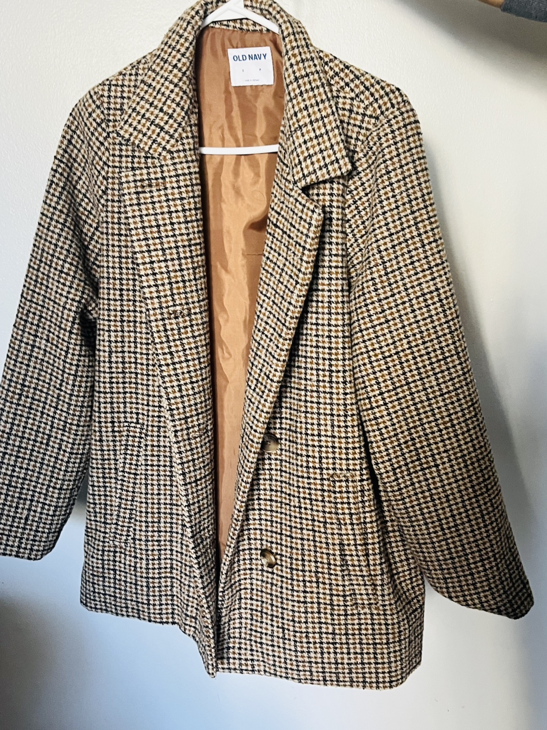 Old Navy Brown and Beige Houndstooth Blazer