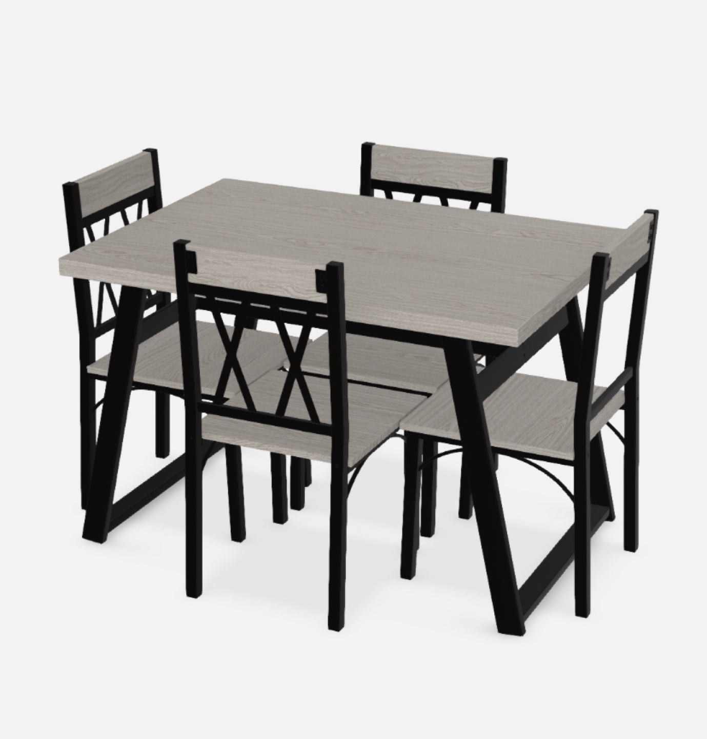5-Piece Dining Set with Black Metal Legs and Light Wood Top - photo 5