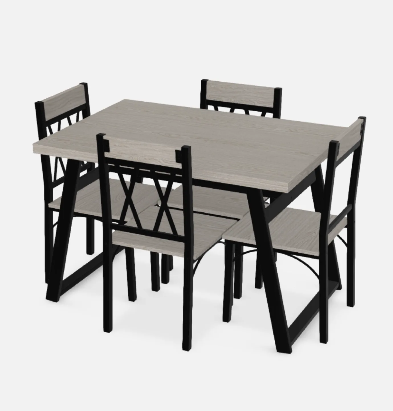 5-Piece Dining Set with Black Metal Legs and Light Wood Top image indicator(5)