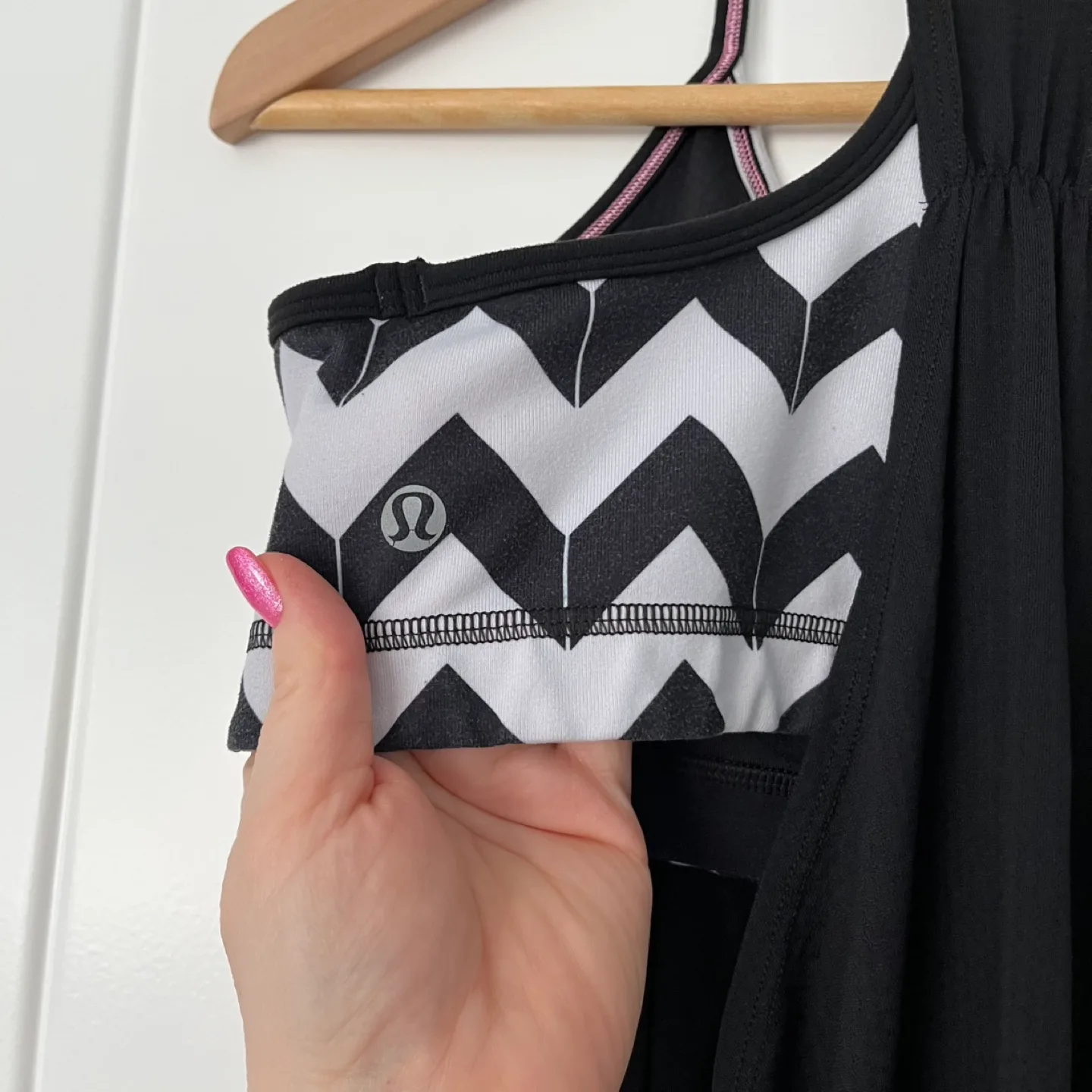 Lululemon No Limits Black and White Chevron Tank Top image indicator(4)