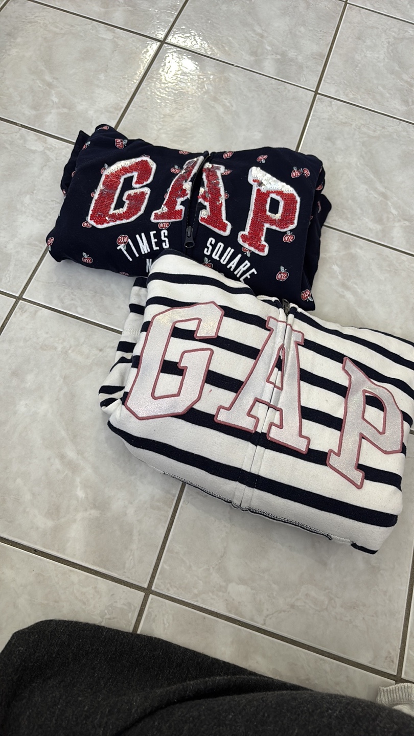 Two Gap Kids Zip-Up Hoodies - Size XL (12) and one other