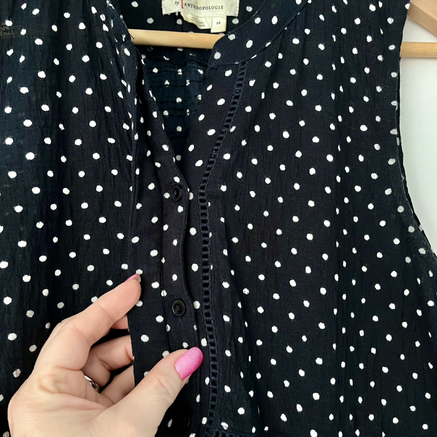 Anthropologie Polka Dot Sleeveless Button Tunic Top - photo 3