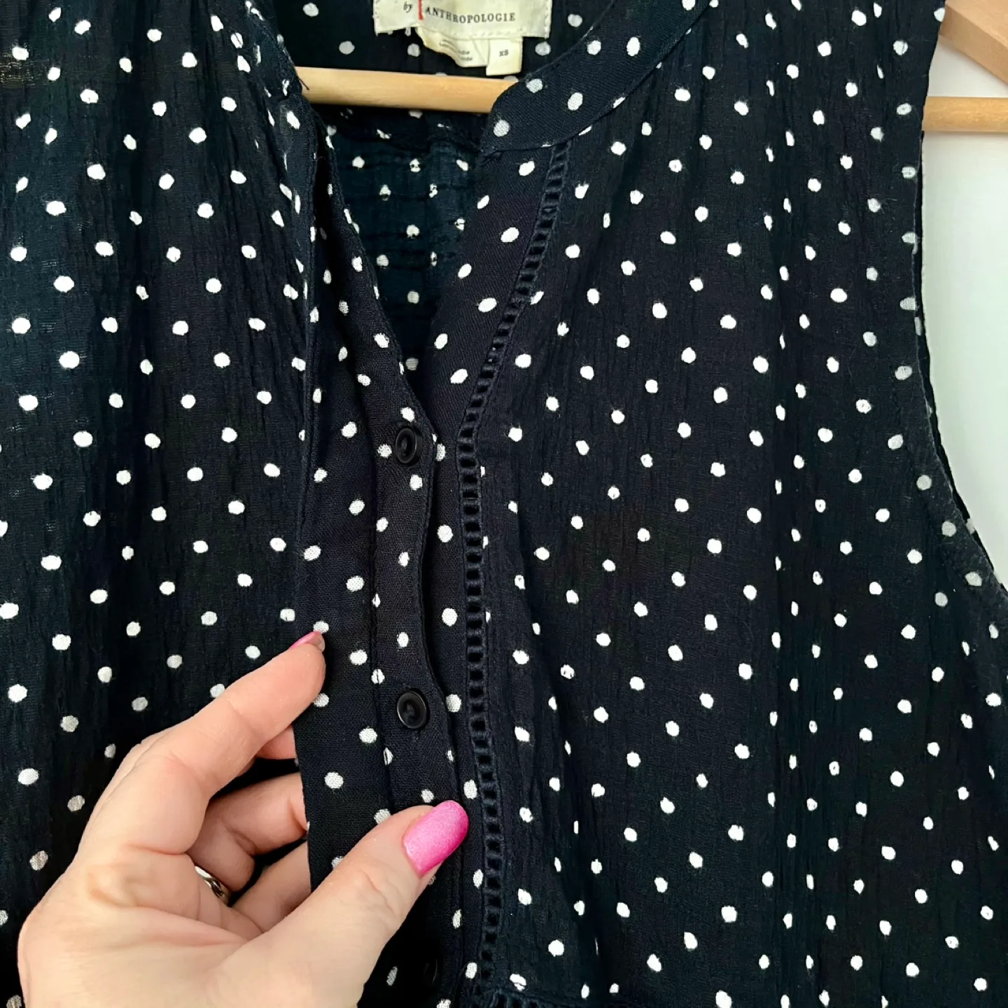 Anthropologie Polka Dot Sleeveless Button Tunic Top image indicator(3)