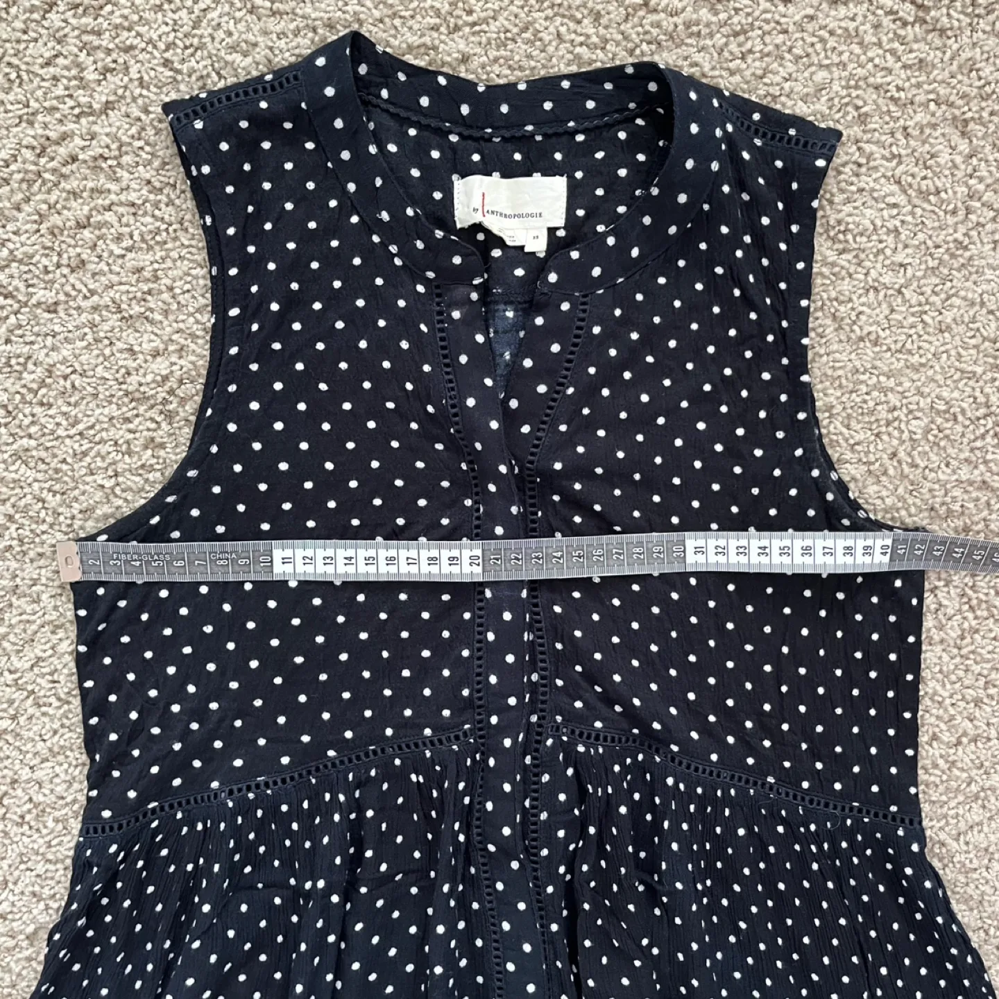 Anthropologie Polka Dot Sleeveless Button Tunic Top image indicator(9)
