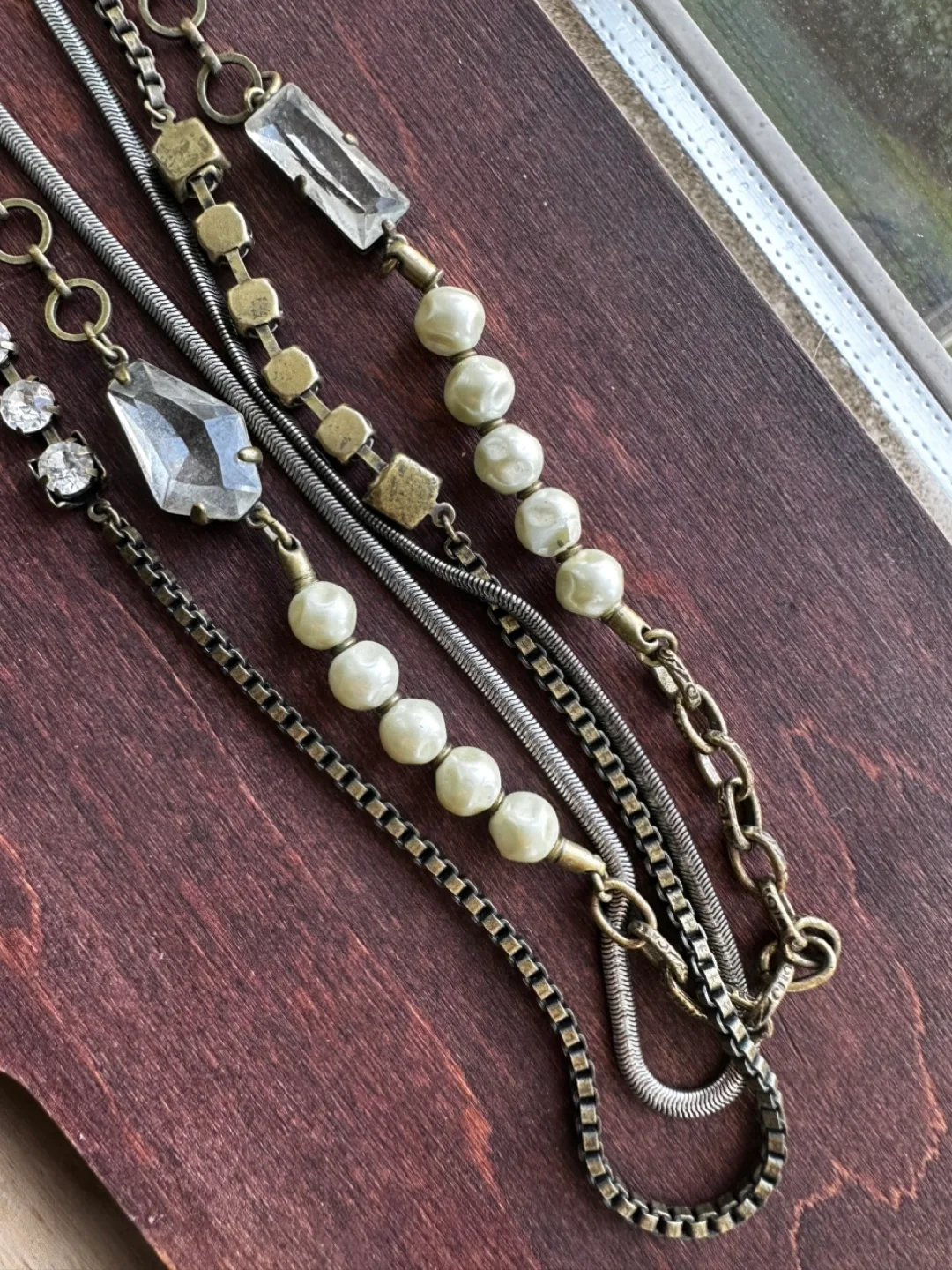 XKR Multi-Strand Necklace with Pearls and Crystals image indicator(2)