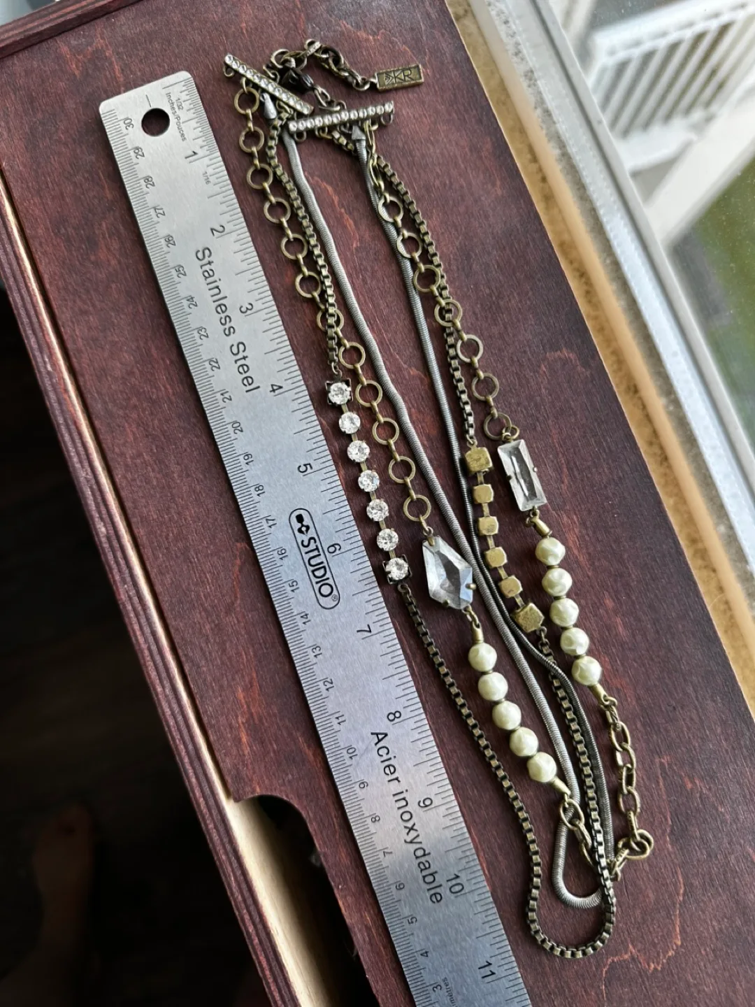 XKR Multi-Strand Necklace with Pearls and Crystals image indicator(7)