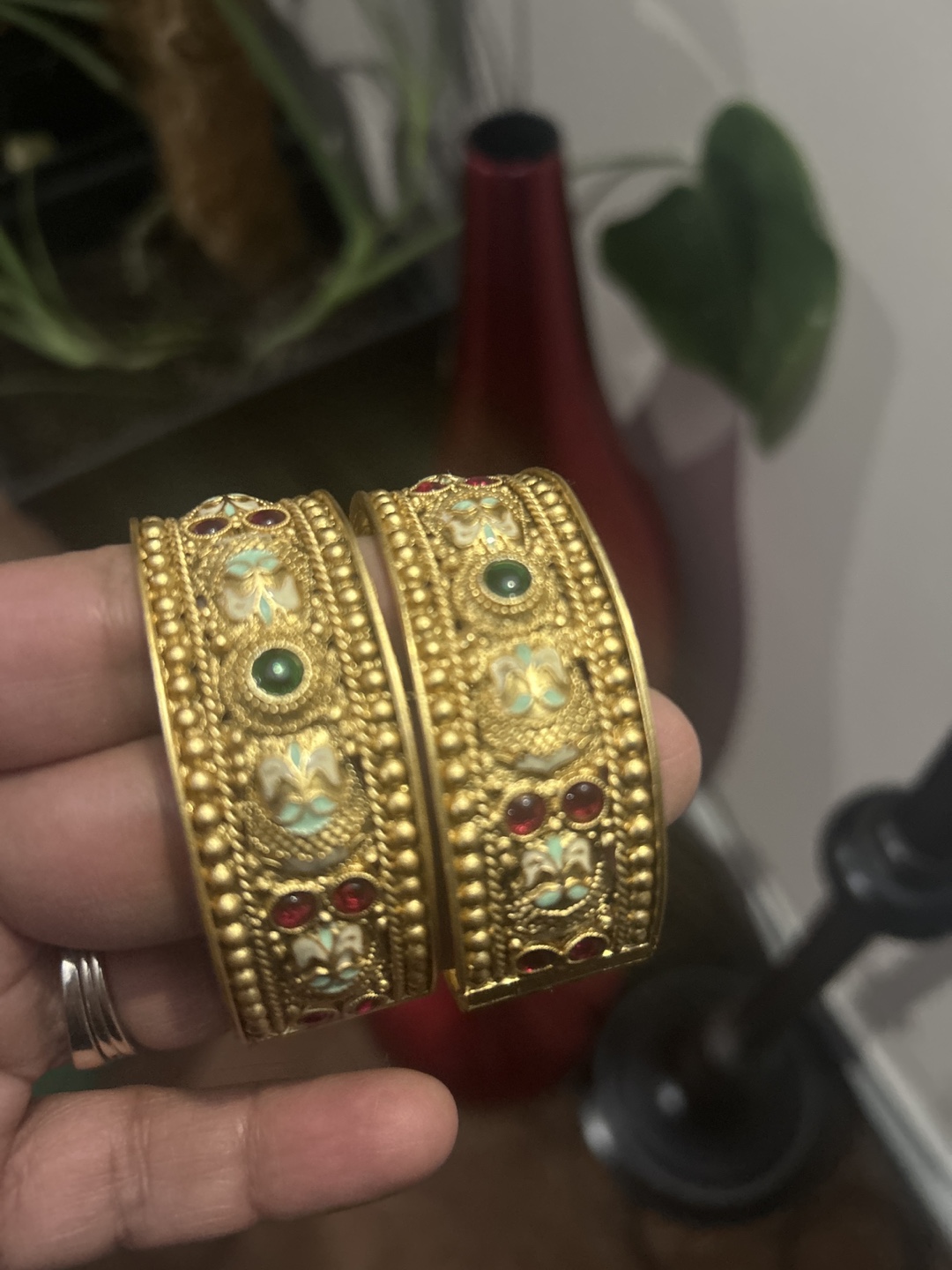 Gold-tone Bangles with Enamel Detail