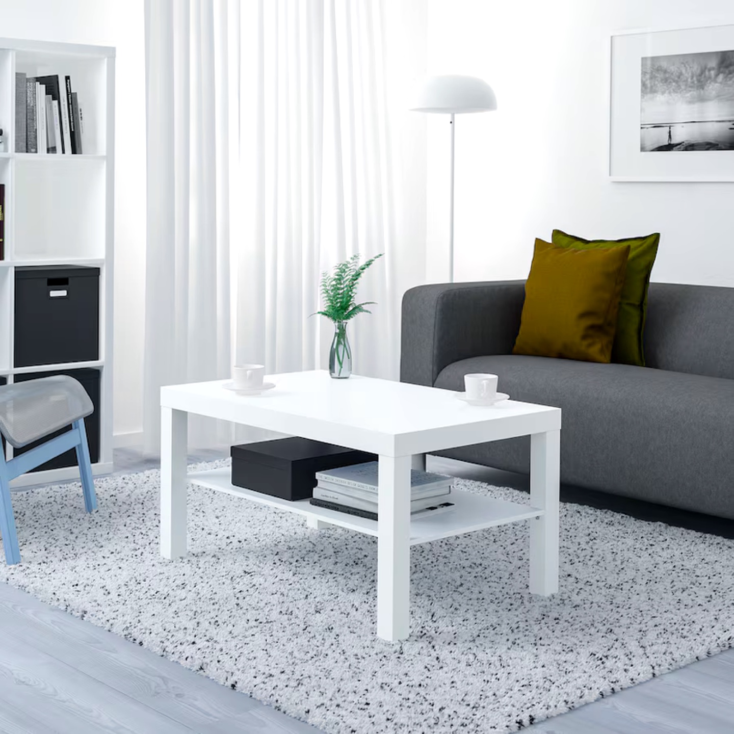 White Coffee Table with Shelf