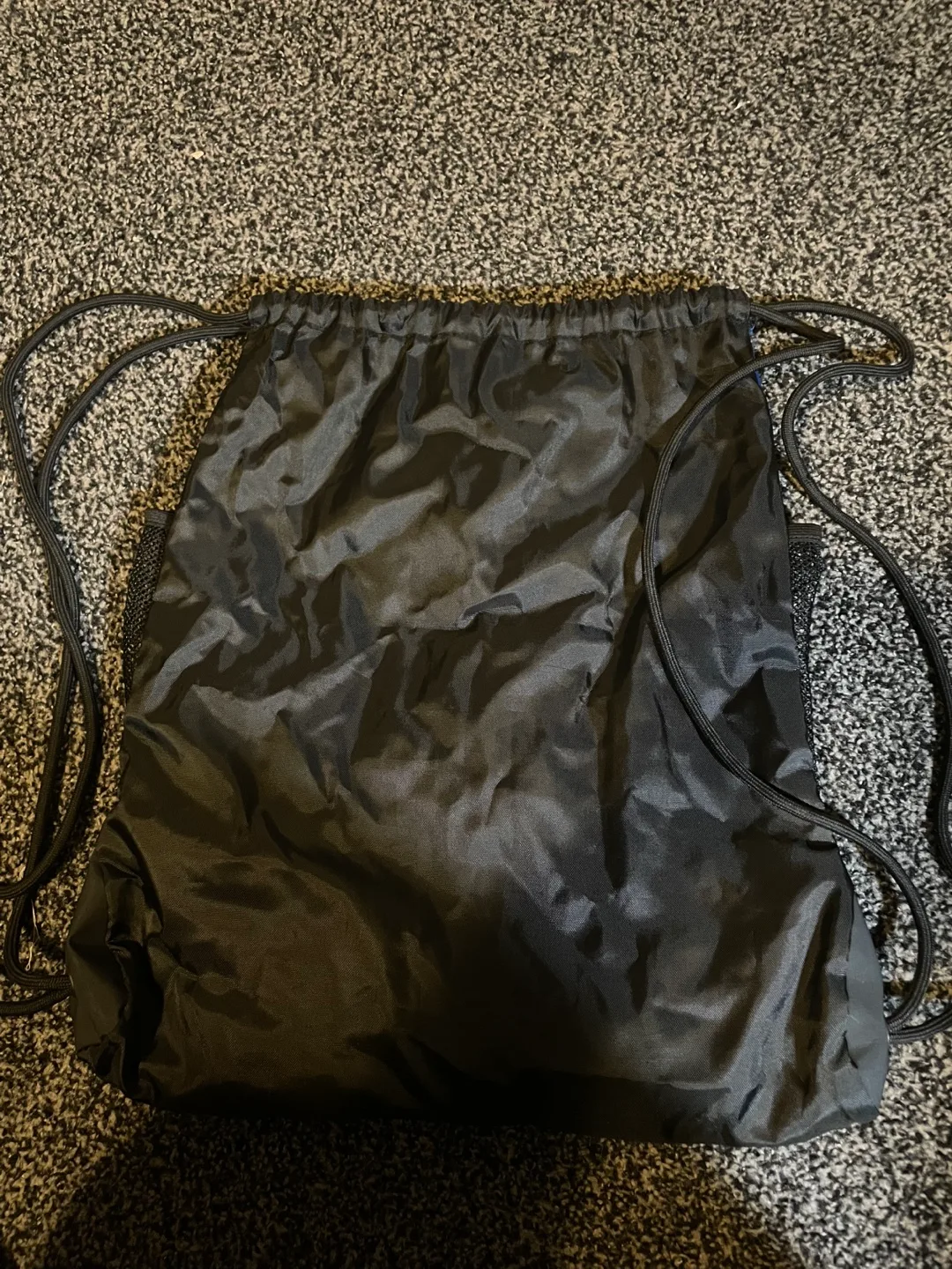 Blue and Black Drawstring Backpack with ball compartment image indicator(2)