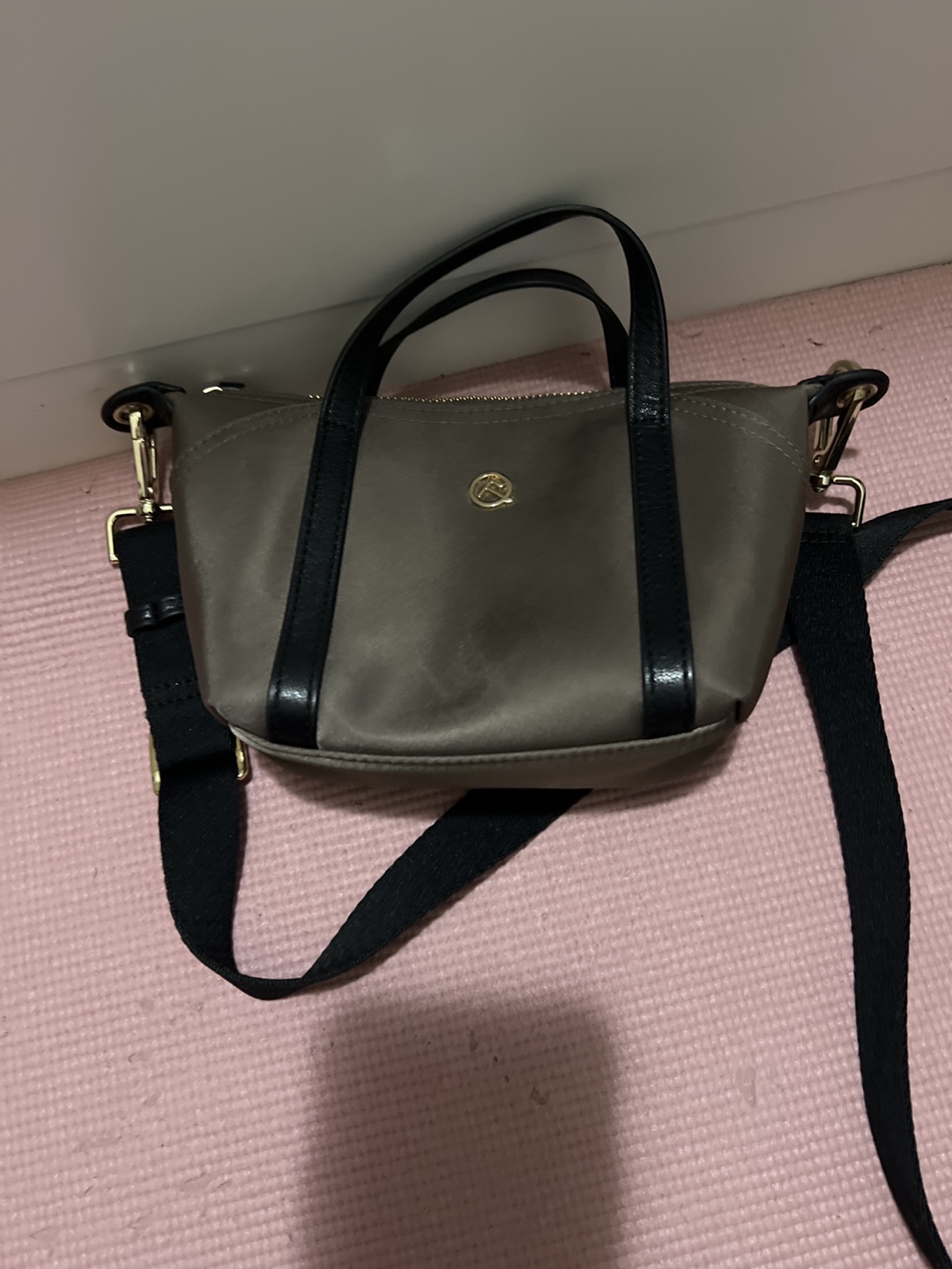 Small Taupe & Black Crossbody Bag