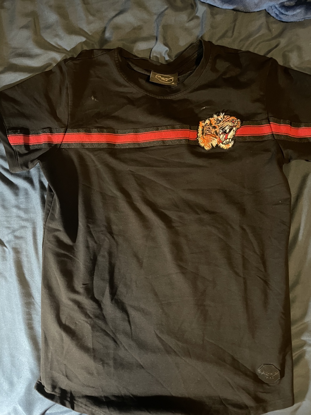 Project X Paris Men's Black T-Shirt  Tiger Embroidery