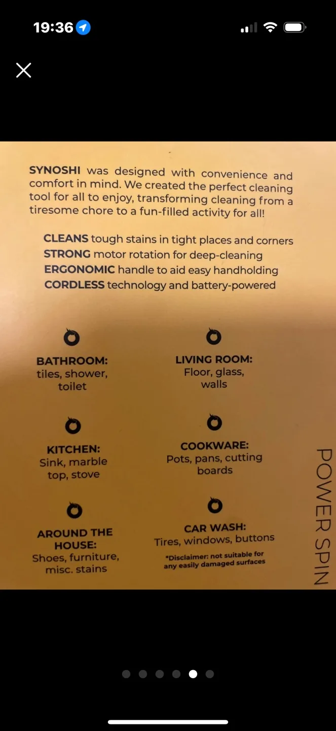 NWB Synoshi Cordless Power Spin Scrubberwas $35 image indicator(5)