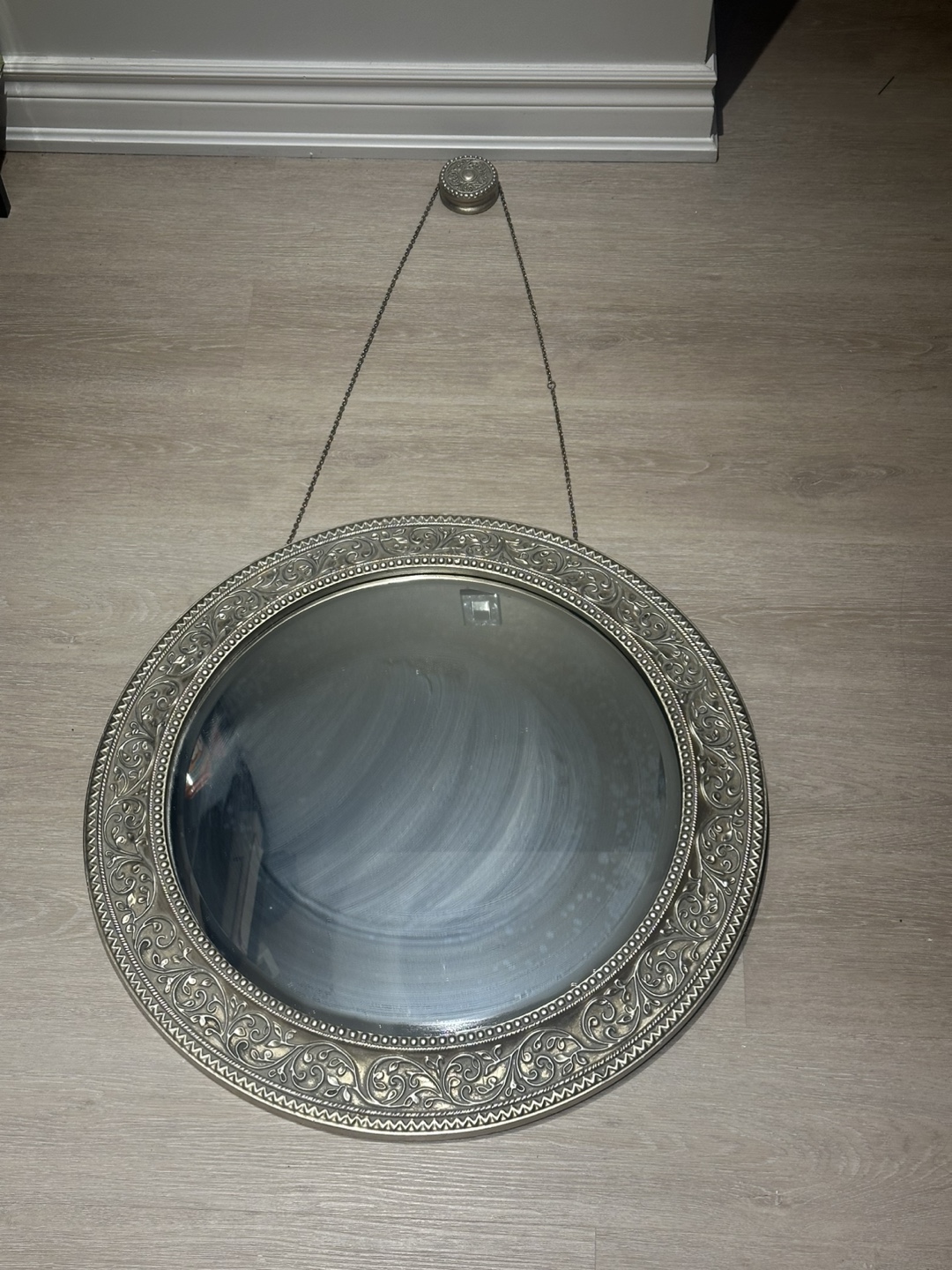 Ornate Silver Hanging Mirror