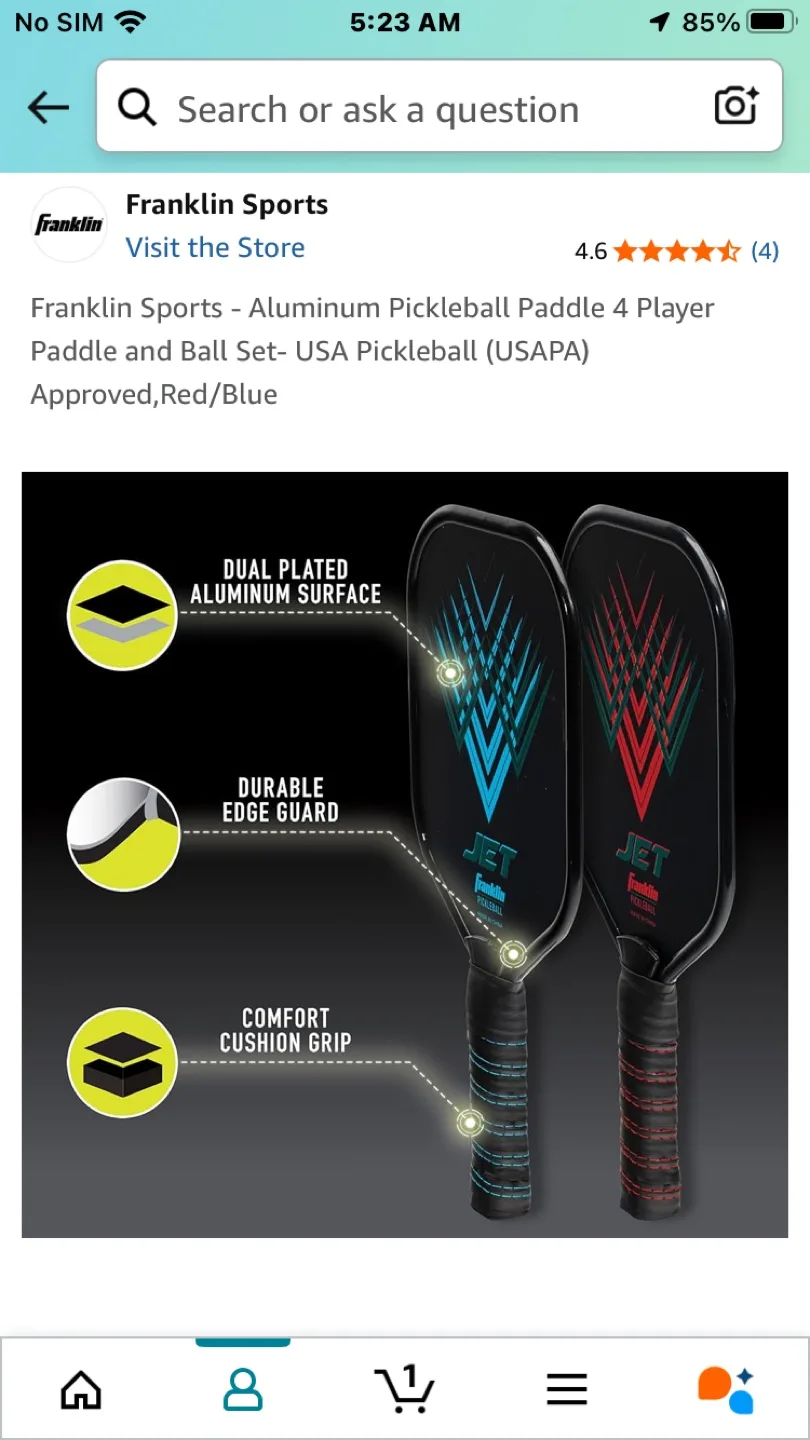 FRANKLIN PICKLE-BALL RACKETS ( 2 ) image indicator(4)