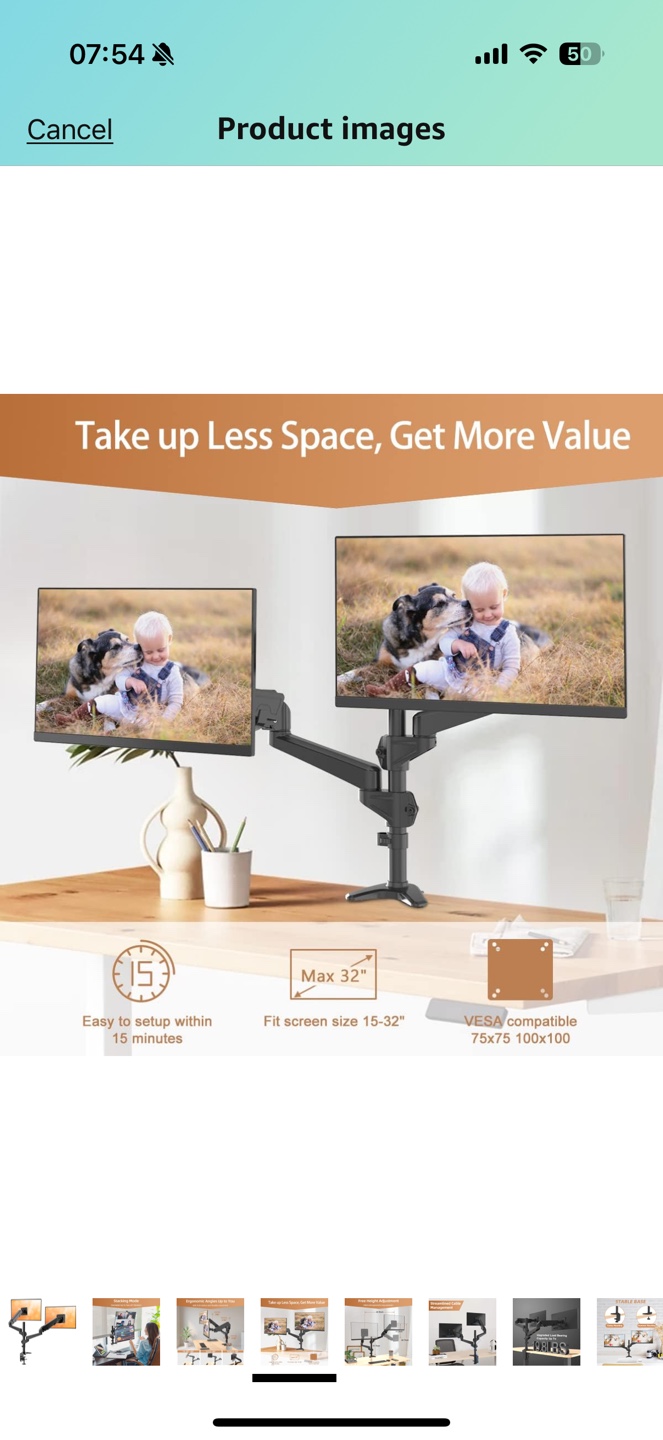 Dual Monitor Desk Mount - Heavy Duty Stand for Two Screens - photo 2