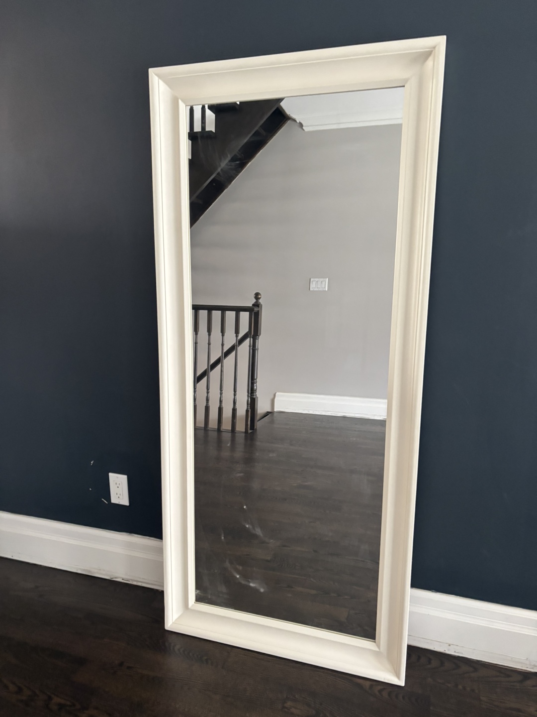 Full-Length White Framed Mirror