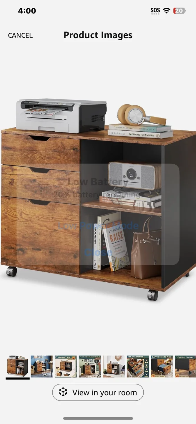 Mobile Lateral Filing Cabinet - Rustic Brown image indicator(2)