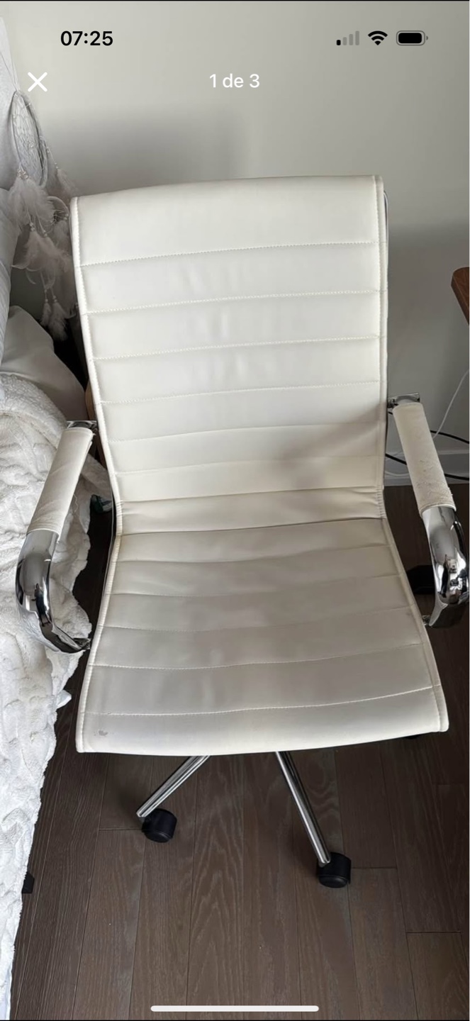 White Office Chair with Chrome Arms