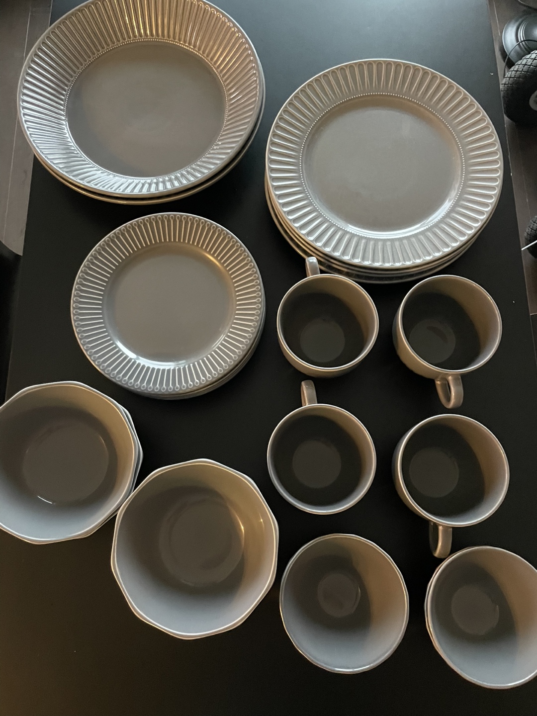 Grey Dinnerware Set - Plates, Bowls & Mugs