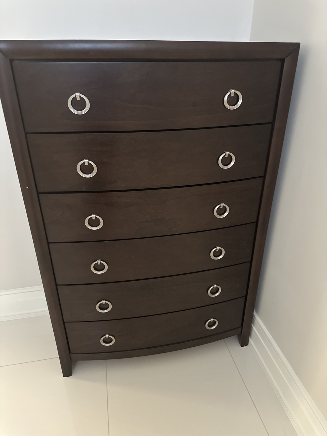 Dark brown wooden tall chest of drawers - photo 2
