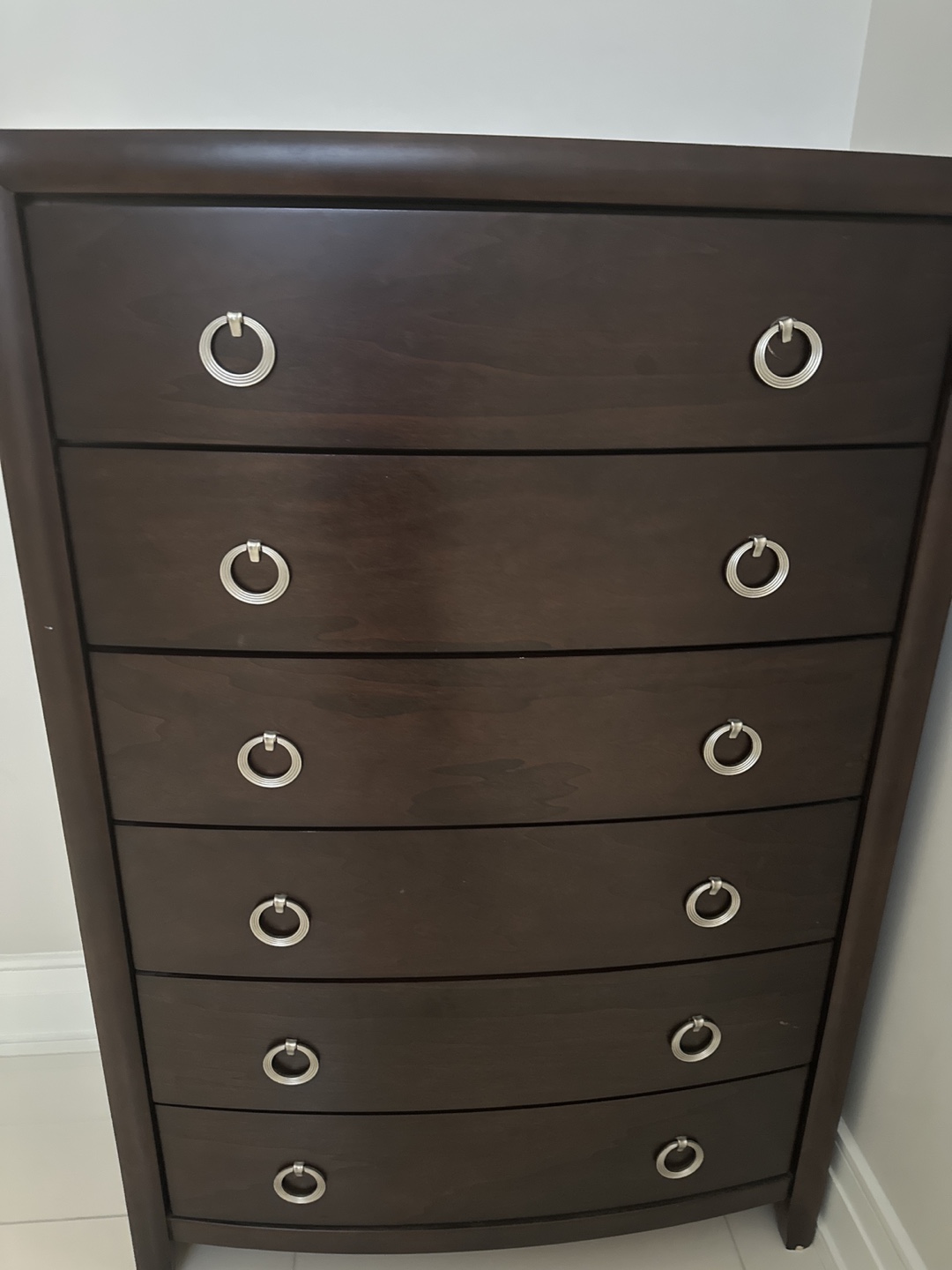 Dark brown wooden tall chest of drawers - photo 3