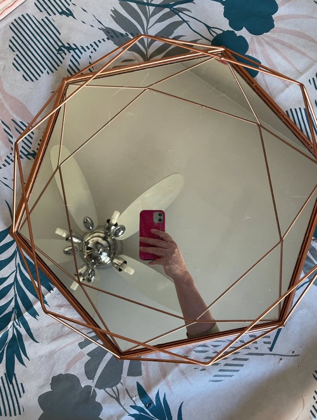 Rose Gold Geometric Mirror - Wall Decor