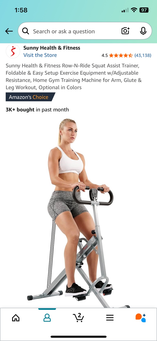 Sunny Health & Fitness Row-N-Ride Squat Assist Trainer