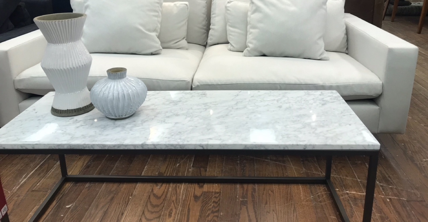 Marble Top Coffee Table with Black Metal Frame - photo 3