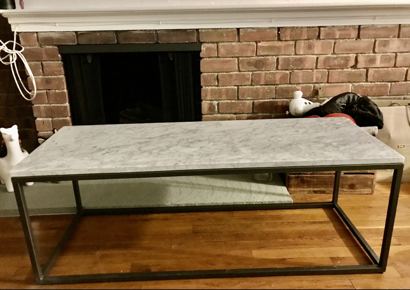 Marble Top Coffee Table with Black Metal Frame - photo 2