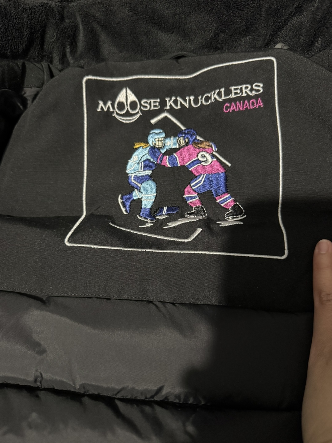 Moose Knuckles for kids black bomber jacket with fur hood - photo 4