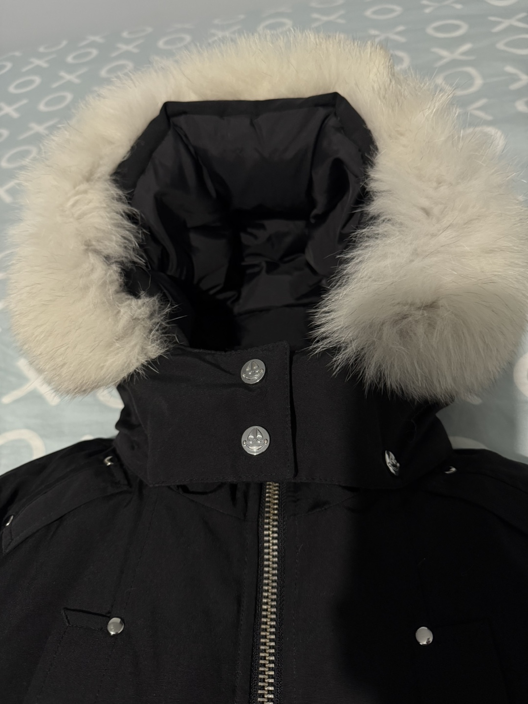 Moose Knuckles for kids black bomber jacket with fur hood - photo 3