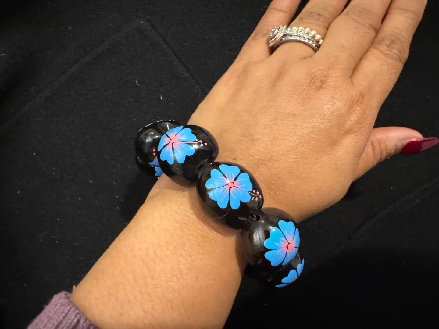 Hand-painted Hibiscus Flower Bracelet 💚 image indicator(8)