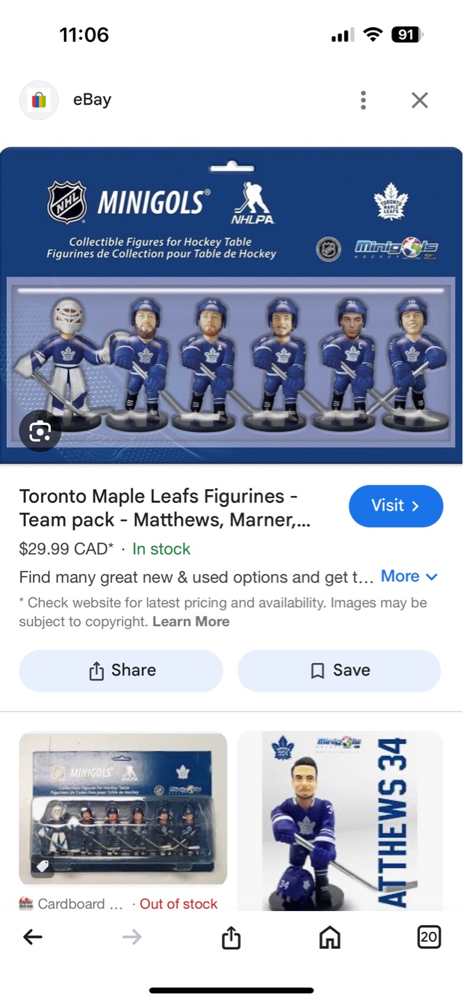 Toronto Maple Leafs Minigols Hockey Table Figurines - 6 Pack - photo 2