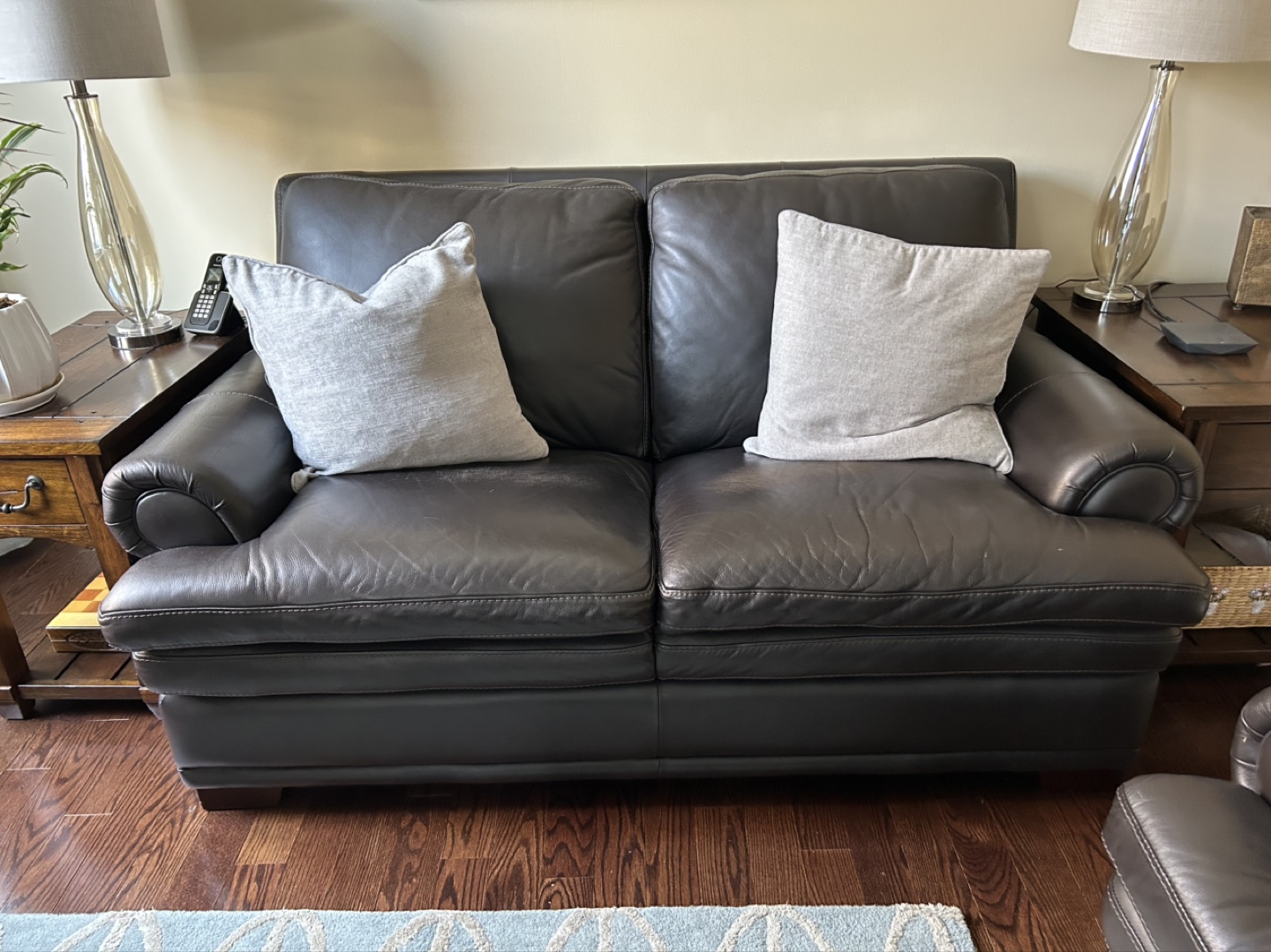 Dark Brown Leather Sofa and Loveseat Set - photo 2
