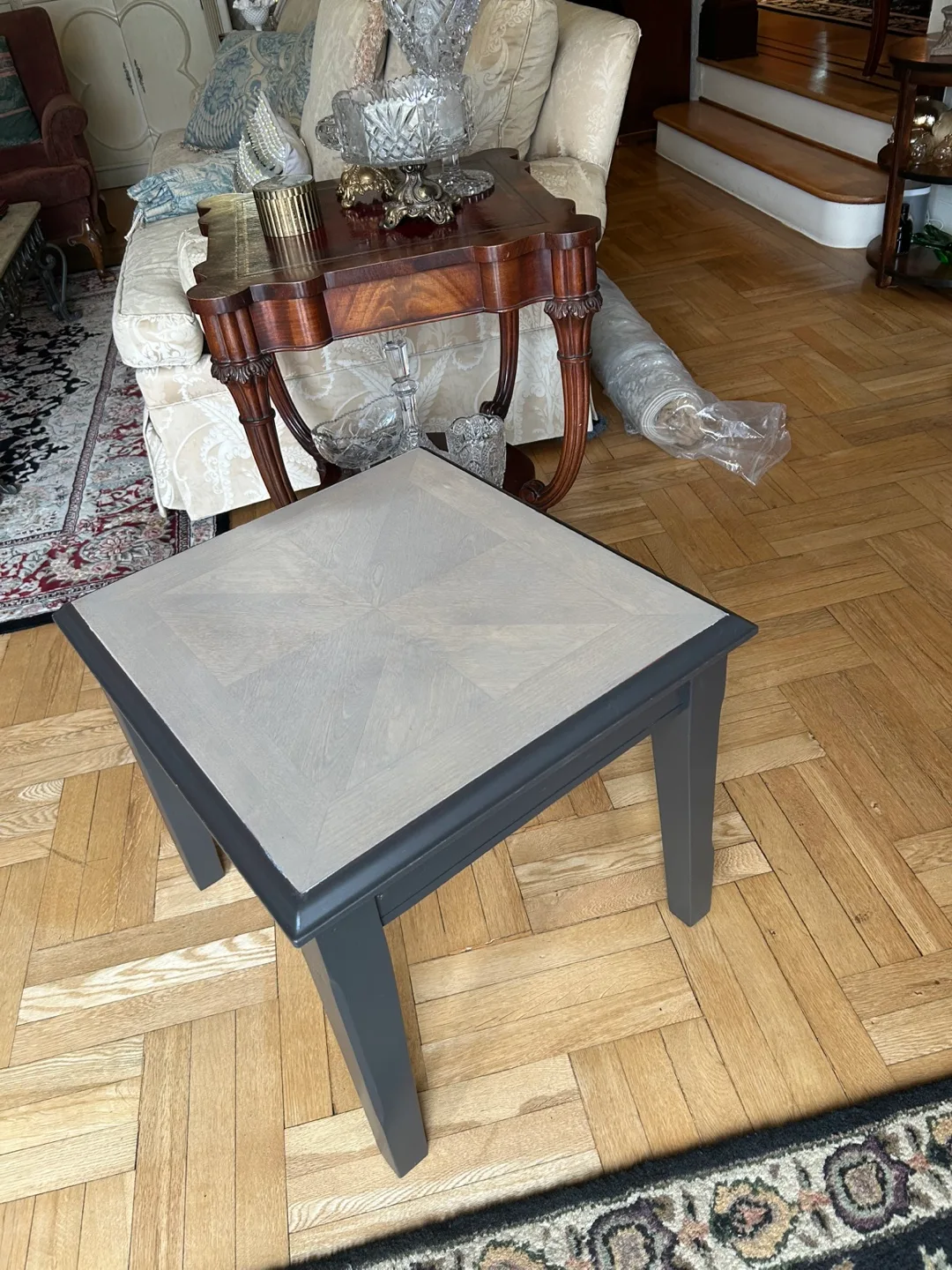 Gray Contemporary Solid Oak Table image indicator(3)