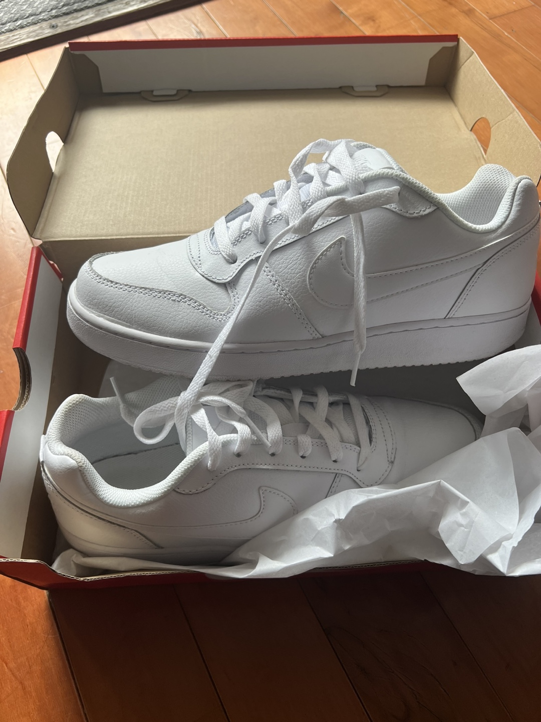 Nike Ebernon Low White Sneakers - Size 9.5
