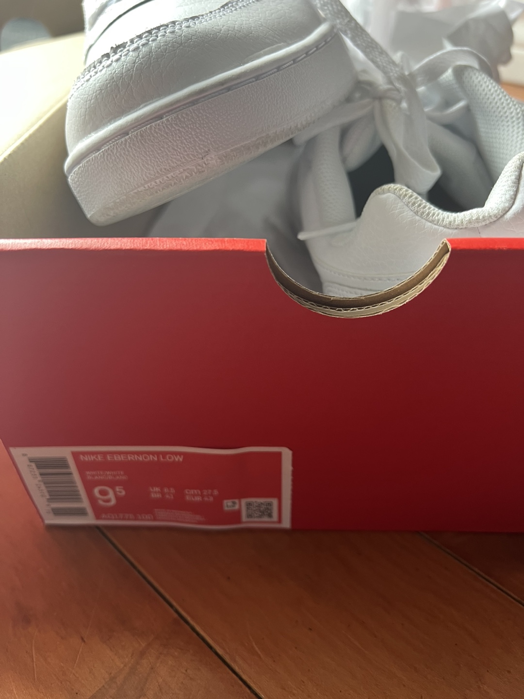 Nike Ebernon Low White Sneakers - Size 9.5 - photo 2
