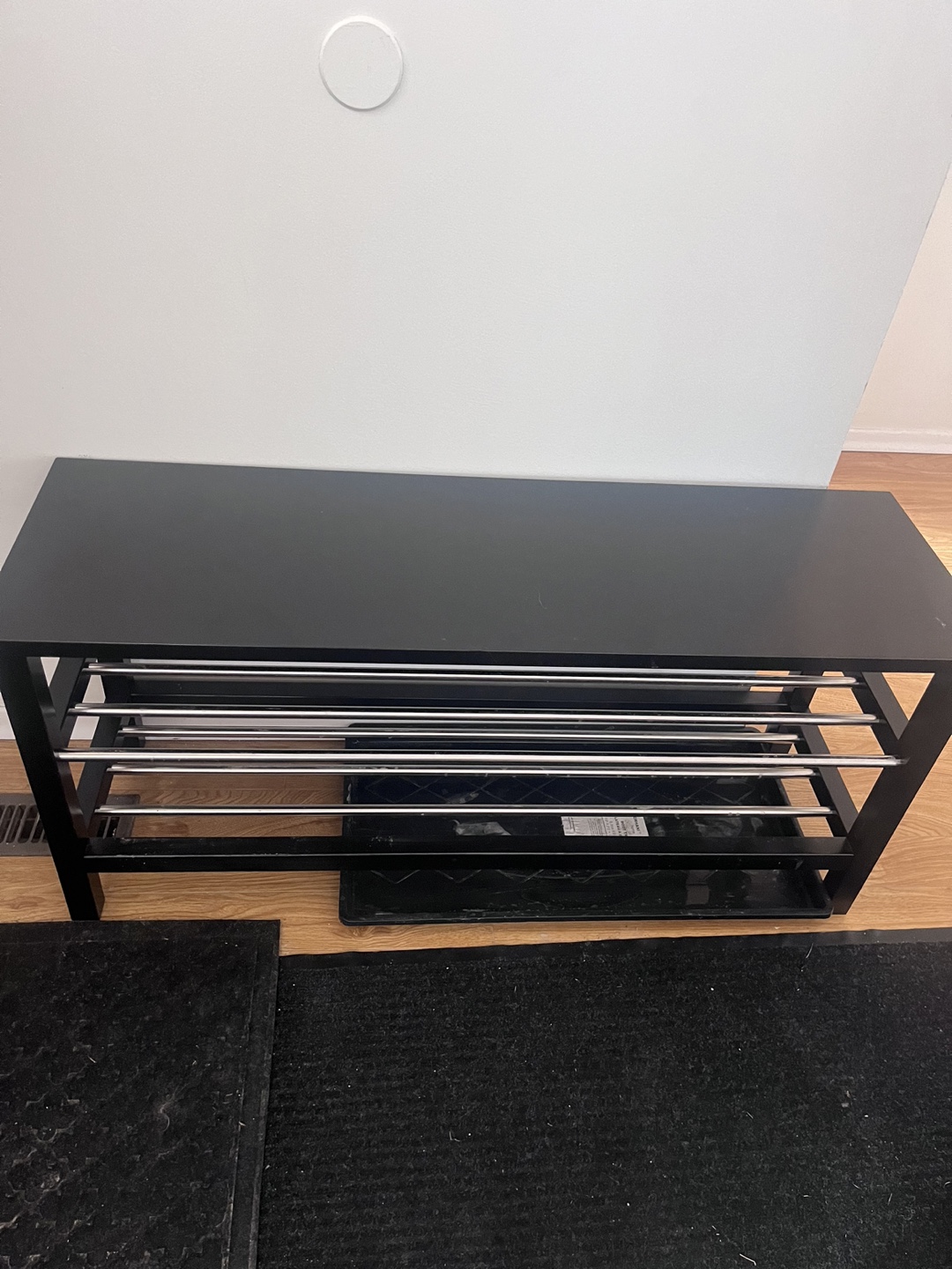 Black Shoe Rack with Metal Shelves