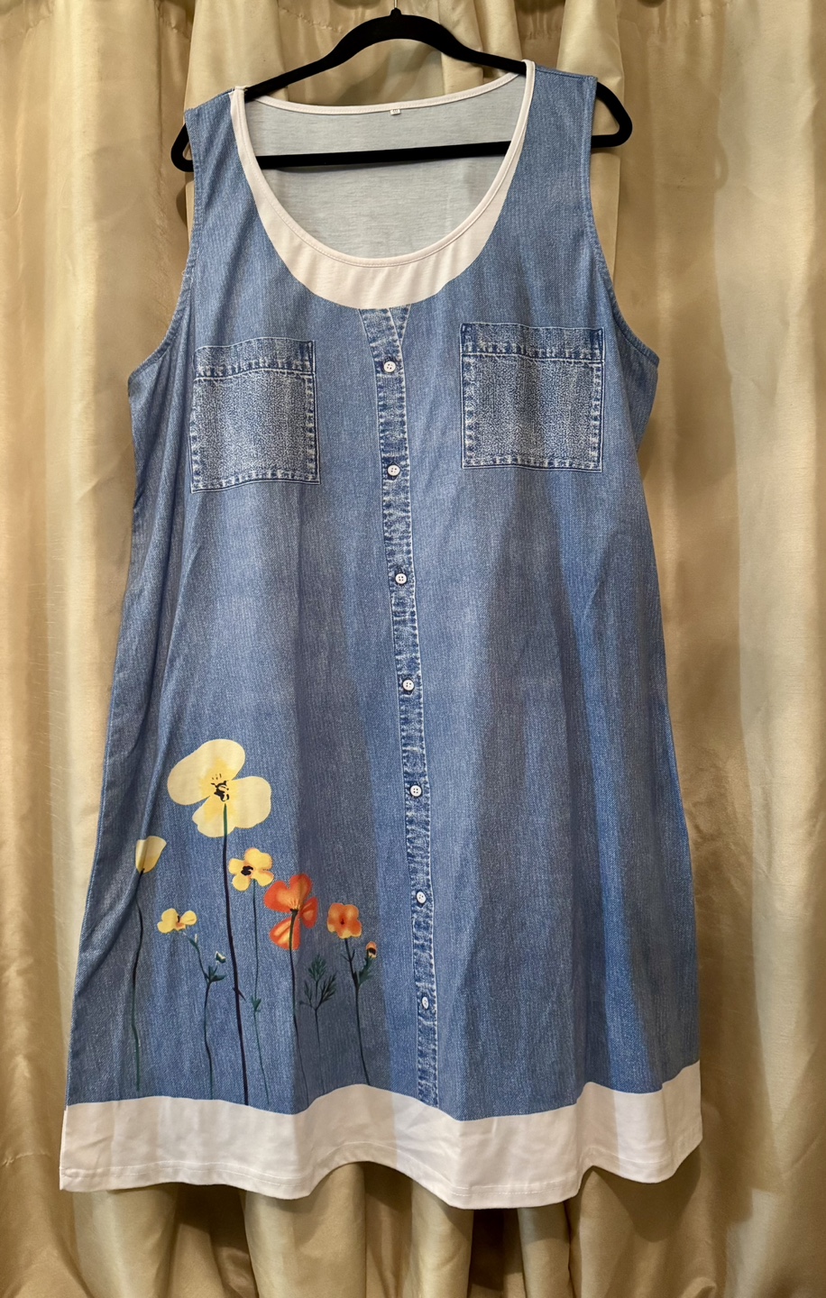 Women's 4XL Denim look Dress with Floral Print