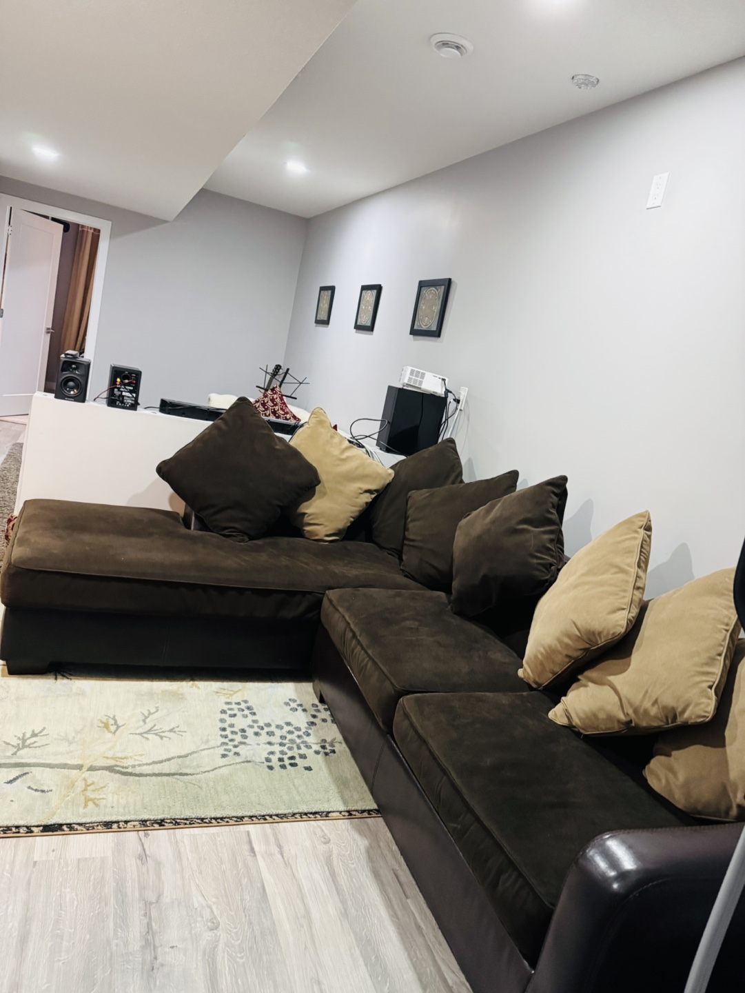 Brown L-Shaped Sectional Sofa