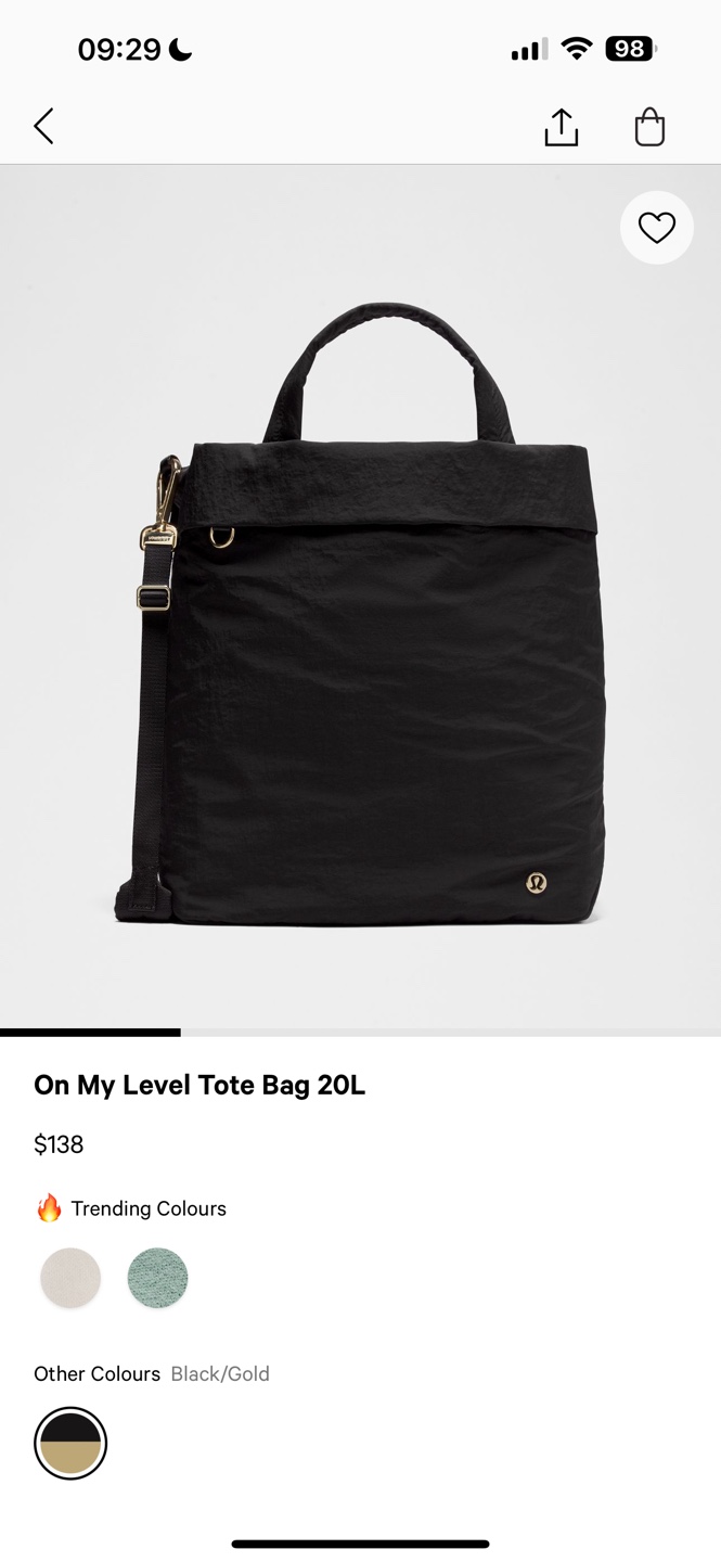 Lululemon On My Level Tote Bag 20L - Black/Gold - photo 2