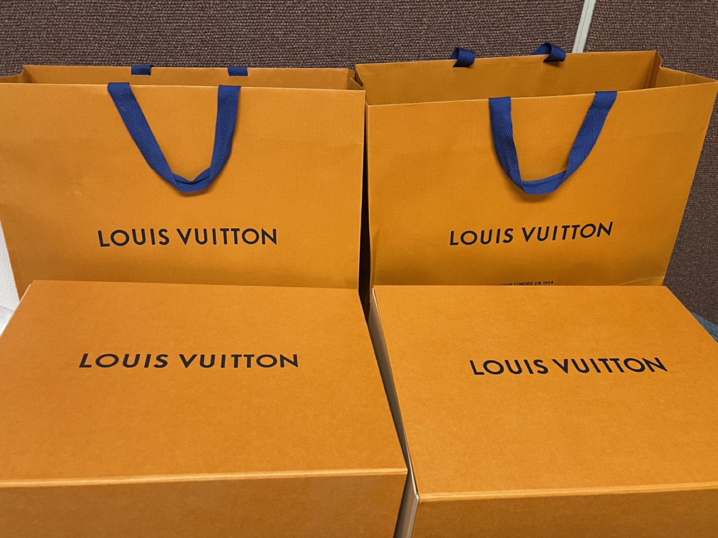 2 boxes 2 paper bags(Louis Vuitton Boxes and Shopping Bags
