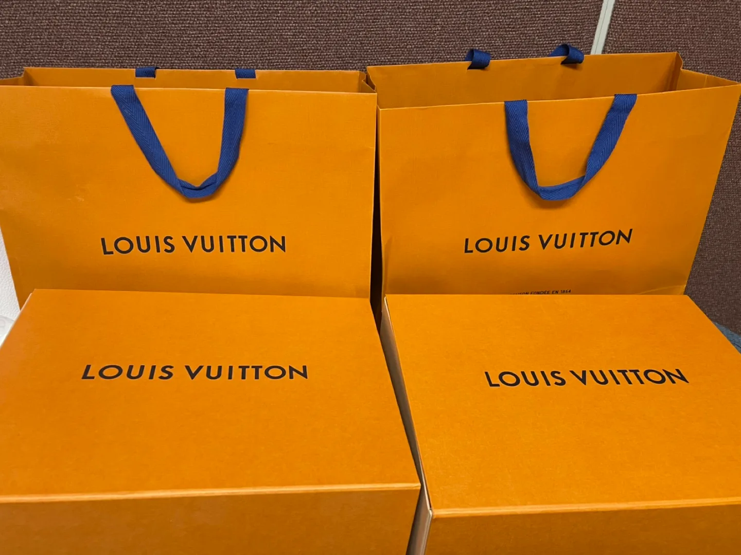 2 boxes 2 paper bags(Louis Vuitton Boxes and Shopping Bags thumbnail