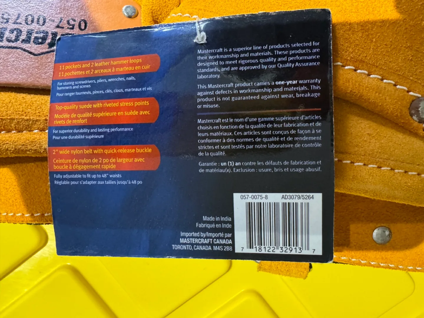 MASTERCRAFT CAPENTERS TOOL BELT SUEDE ADJUSTABLE NYLON BELT NEW image indicator(3)