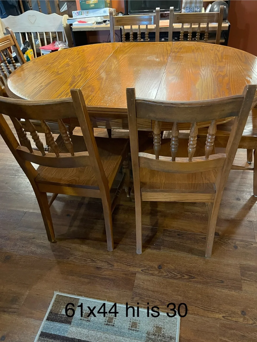 Solid Oak Dining Table Set with 6 Chairs image indicator(4)