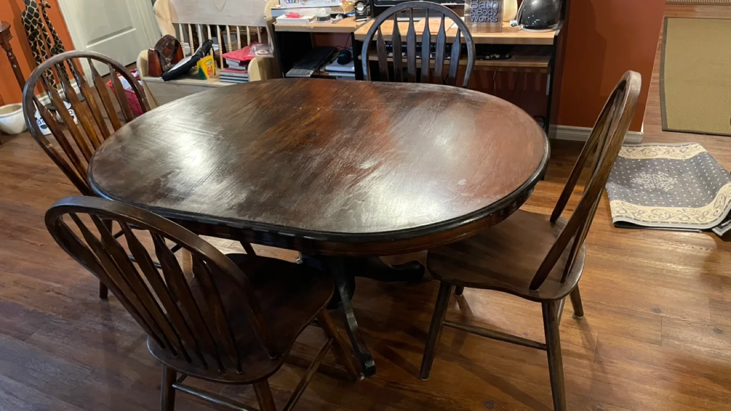 Dark Wood Oval Dining Table with 4 Chairs image indicator(5)